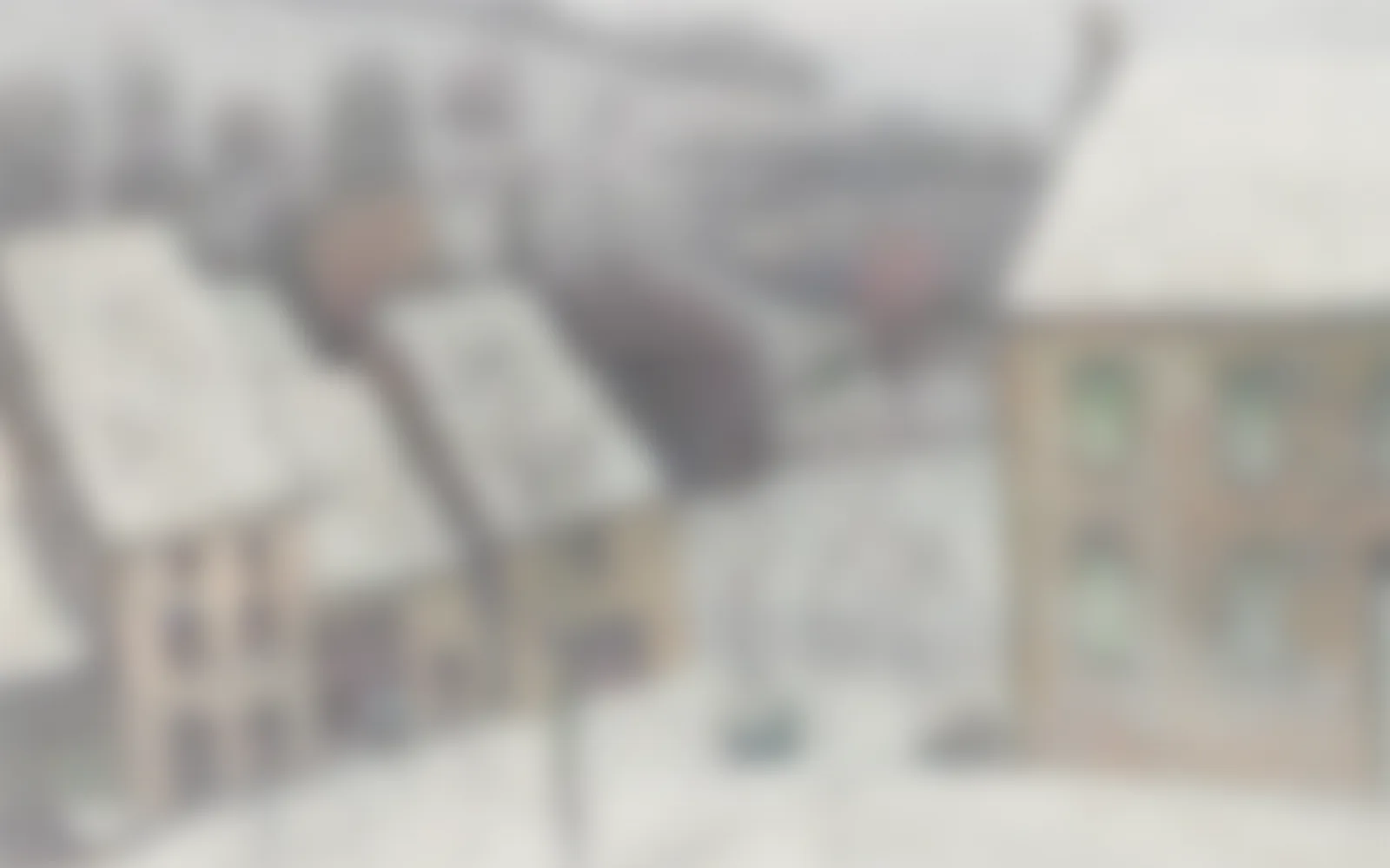 Vidro fosco · A nova aba do Lumno com filtros diferentes sobre a mesma pintura de uma vila com neve